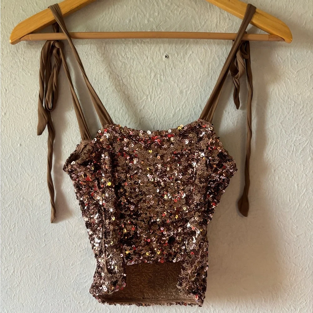Free People Sequin Gold Women's‎ Top size S
